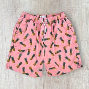 Mossman Australia Swim Trunks Pink Pineapple Print Mens XL Tropical Swimsuit